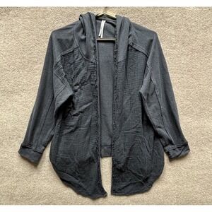 Black‎ Anthropologie Small Open Front Hooded Gauze Cardigan Open Lightweight